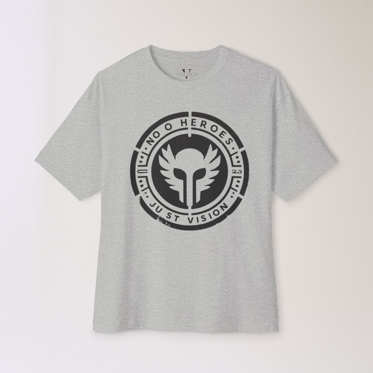 Men's Oversized Graphic Tee - 'No Heroes, Just Vision' Casual Streetwear Summer Festival Gift