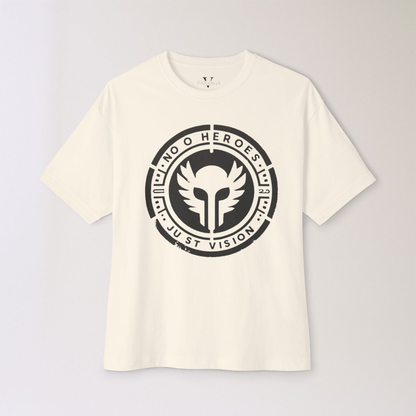 Men's Oversized Graphic Tee - 'No Heroes, Just Vision' Casual Streetwear Summer Festival Gift