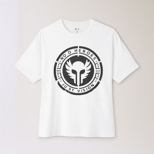 Men's Oversized Graphic Tee - 'No Heroes, Just Vision' Casual Streetwear Summer Festival Gift