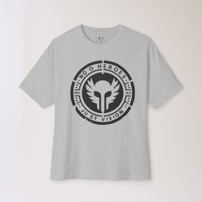 Men's Oversized Graphic Tee - 'No Heroes, Just Vision' Casual Streetwear Summer Festival Gift